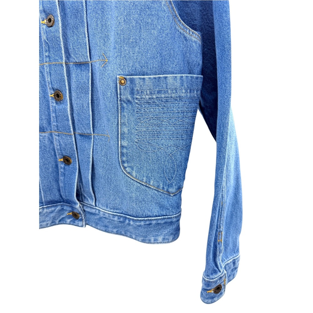 NWT Tecovas Women's Denim Trucker Jacket II Medium Wash Size S Western Boho - Picture 2 of 11